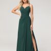 Demoiselles D'Honneur BABARONI | Robe Sexy Profond Col En V Avec Fente Vert Fonce