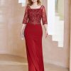 Mere BABARONI FR | Robe Longueur Au Sol A Encolure Carree Avec Paillettes Bordeaux