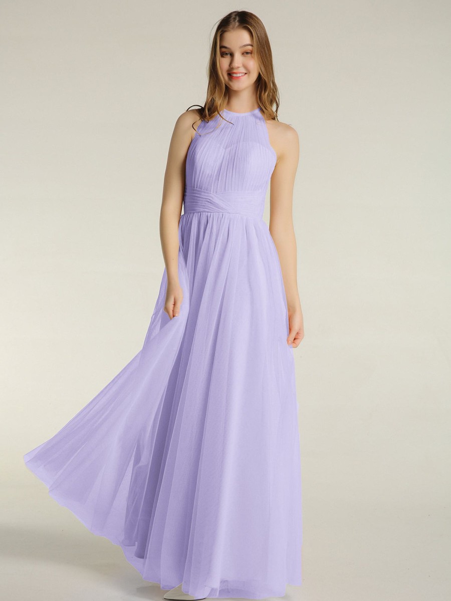 Demoiselles D'Honneur BABARONI | Illusion Col Croise Taille Tulle Robes Lilas