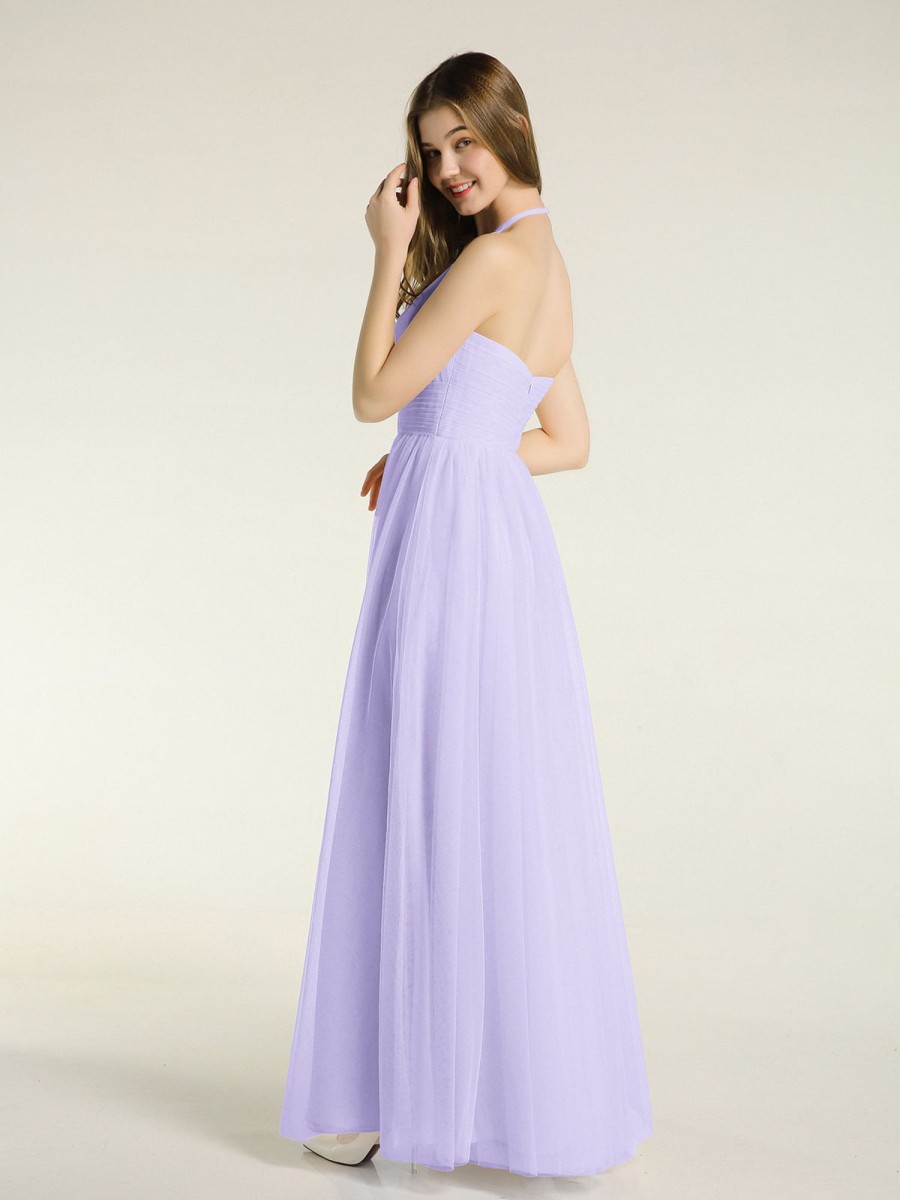 Demoiselles D'Honneur BABARONI | Illusion Col Croise Taille Tulle Robes Lilas