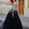 Robes De Soiree BABARONI | Robe En Tulle Dentelle Appliquee A Encolure Carree Noir