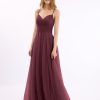 Demoiselles D'Honneur BABARONI | Sapghetti Bretelle Longue Tulle Robe Avec Coeur Cabernet