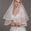 Accessories BABARONI | Voiles De Mariage Courts A Deux Couches Avec Applique Veil02