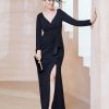 Mere BABARONI FR | Robe Longueur Au Sol En Crepe Extensible Noir