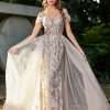 Robes De Soiree BABARONI | Robe De Soiree En Tulle Fourreau A Bretelles Spaghetti Champagne