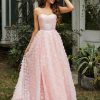 Robe De Bal BABARONI FR | Ball Gown Appliquee De Papillons A Col En Coeur Rose