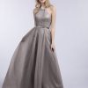 Robe De Bal BABARONI | Licou Tulle Avec Perle Robe Longue Argent