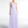 Demoiselles D'Honneur BABARONI | Robe Longue En Dentelle Et Tulle A Decollete Illusion Lilas