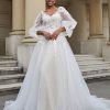 Robes De Mariee BABARONI | Robe De Mariee En Tulle A Dos Ouvert Avec Manches Longues As Picture