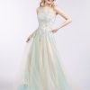 Robes De Soiree BABARONI | Col D'Illusion Deux Couleurs Tulle Robe Champagne