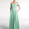 Demoiselles D'Honneur BABARONI | Robe A Hors De L'Epaule Jupe Ronde Avec Poches Vert Menthe