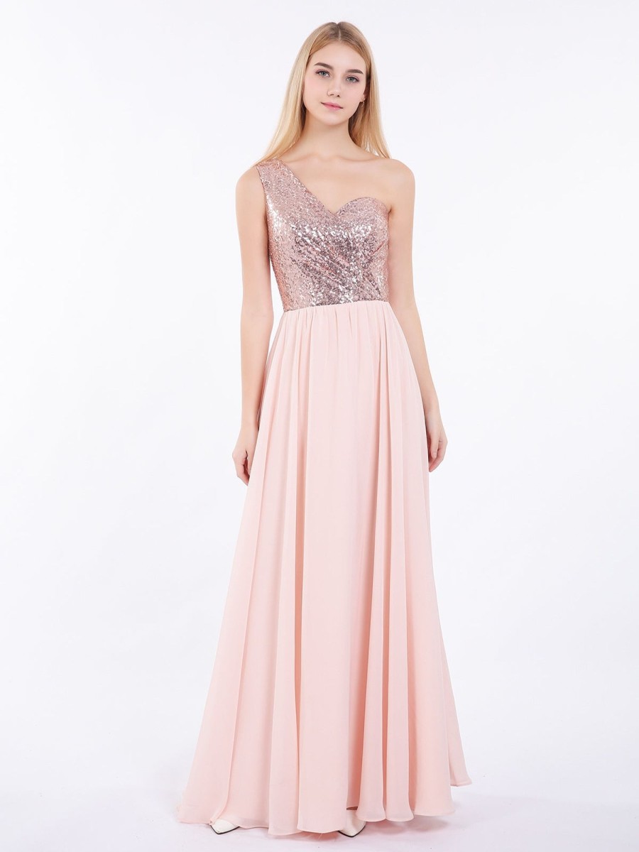 Robes De Soiree BABARONI | Paillettes Bustier Mousseline Jupe Robe Or Rose