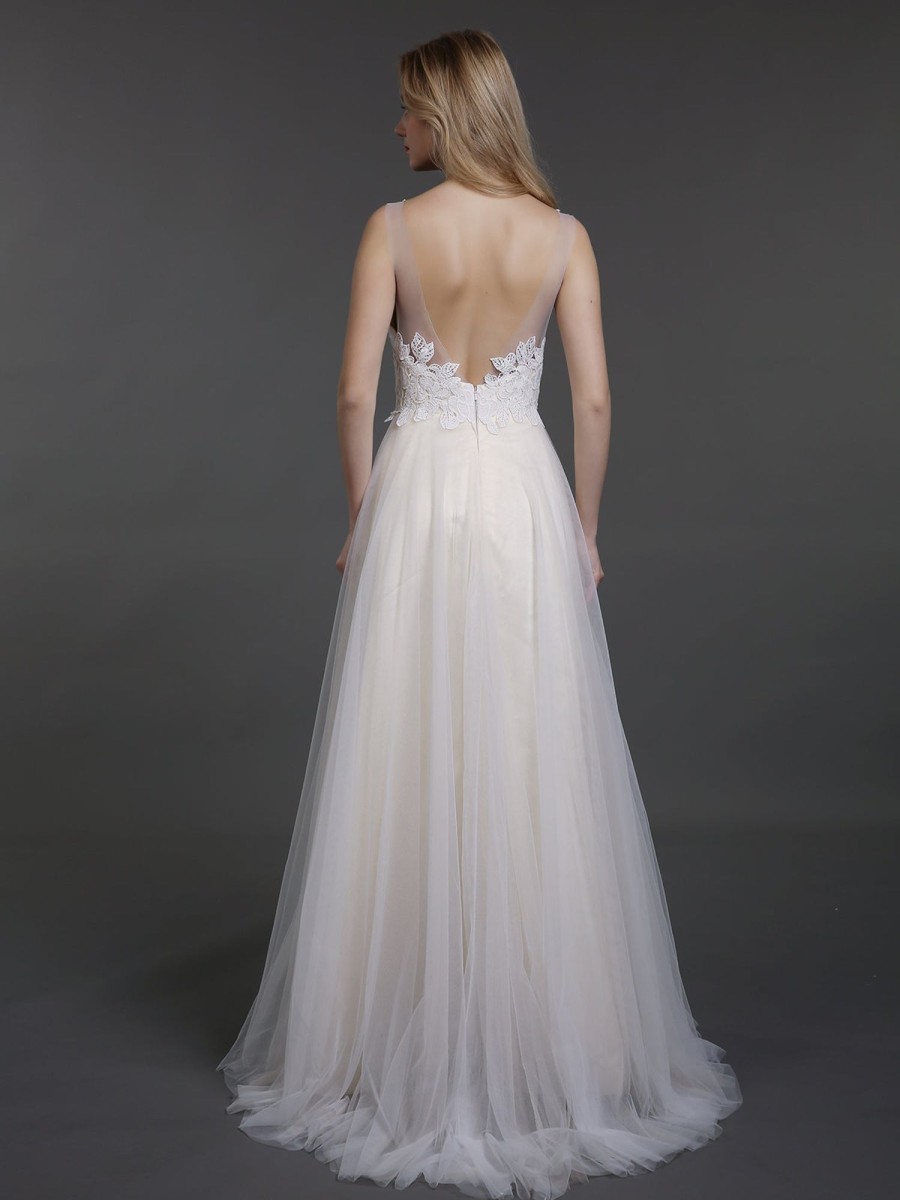 Robes De Mariee BABARONI | Dentelle Bustier Tulle Jupe Traine Balayage Robes De Mariee Champagne